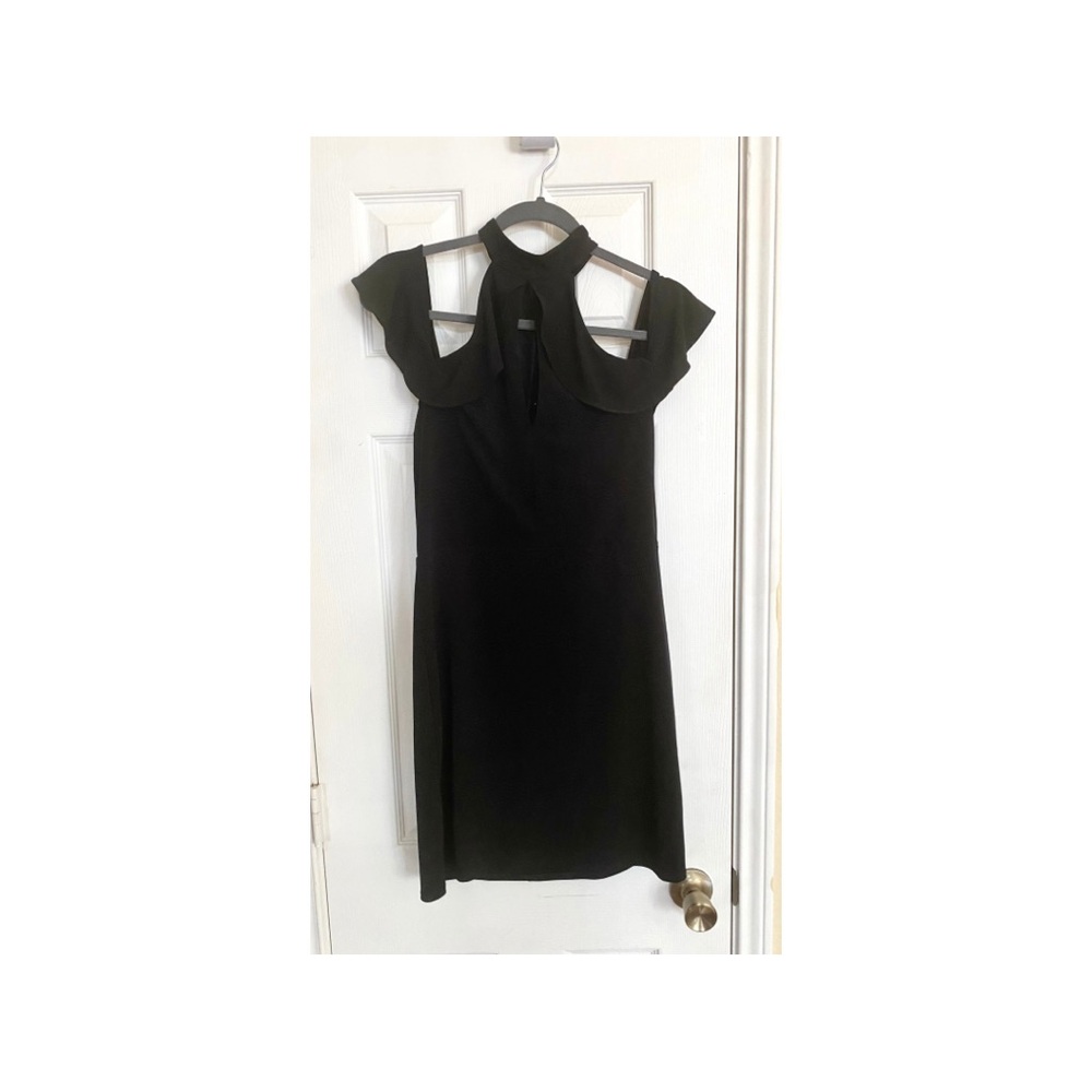 Express Black Sheath Mini Dress with Flutter Cap Sleeves